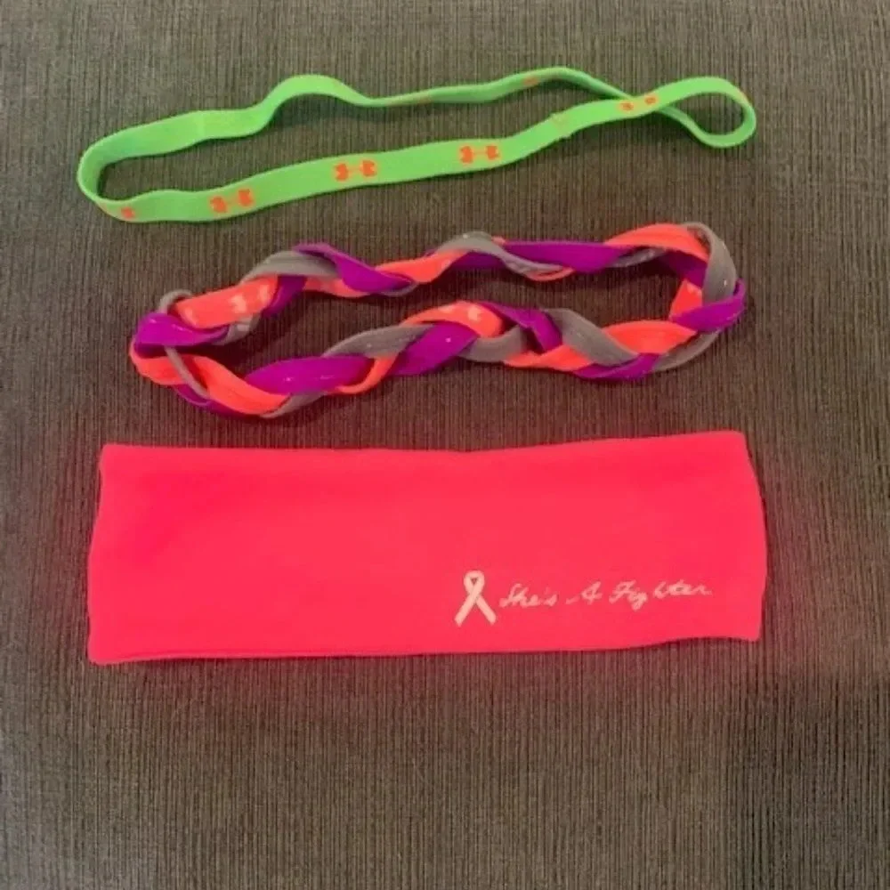 Set 3 Under Armour‎ pink/green head bands